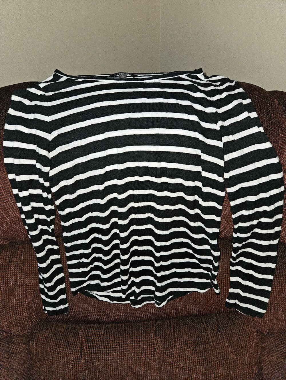 Banana Republic Black and White Striped Long-Sleeve Top